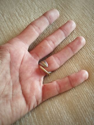 Anillo Pluma Dorada Hombre Mujer. Acero adaptable