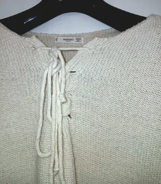 Jersey Mango Poncho Boho Talla Única Crudo