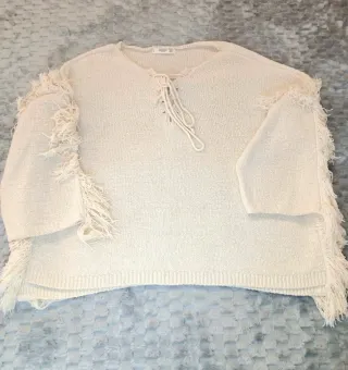 Jersey Mango Poncho Boho Talla Única Crudo