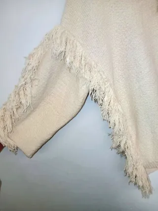Jersey Mango Poncho Boho Talla Única Crudo