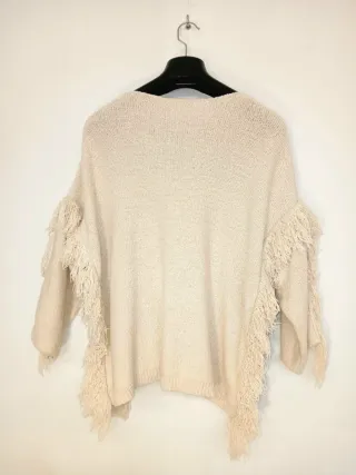Jersey Mango Poncho Boho Talla Única Crudo