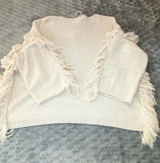 Jersey Mango Poncho Boho Talla Única Crudo