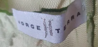 Vestido fiesta verde y beige Jorge Terra