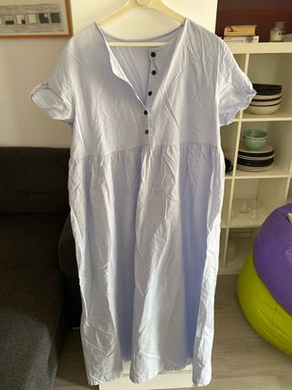 Vestido Maxi Algodón Azul Talla Única