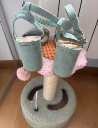 Sandalias Stradivarius Tacon Azul Celeste