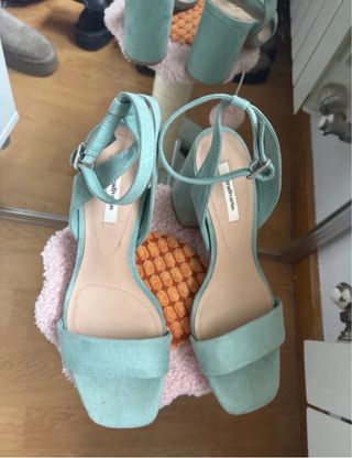 Sandalias Stradivarius Tacon Azul Celeste