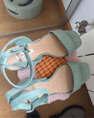 Sandalias Stradivarius Tacon Azul Celeste