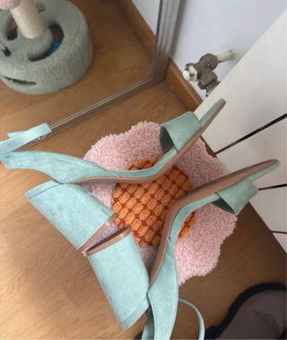 Sandalias Stradivarius Tacon Azul Celeste