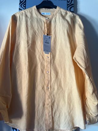 Camisa ZARA Lino Algodón Naranja