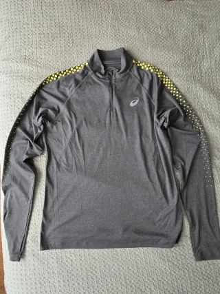 Sudadera Asics Running Gris y Amarillo