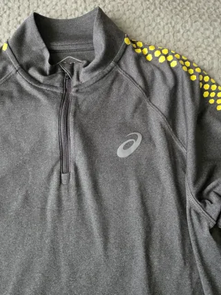 Sudadera Asics Running Gris y Amarillo