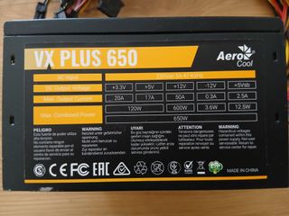 Fuente Alimentación Aerocool VX PLUS 650W