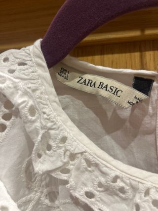 Blusa Zara Blanca Brocada