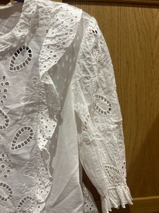 Blusa Zara Blanca Brocada