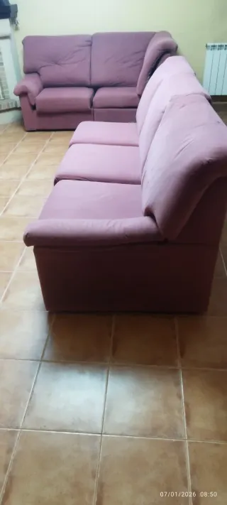 Sofá esquinero 5 plazas fucsia