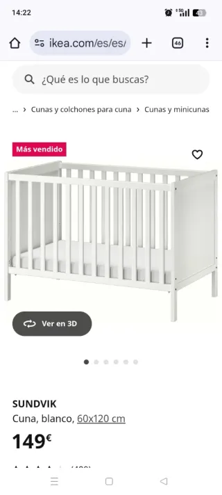 Cuna + cambiador y accesorios