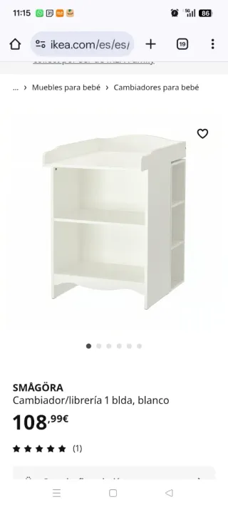 Cuna + cambiador y accesorios