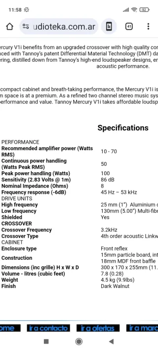 Altavoces Tannoy Mercury V1i Negros