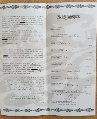 Alfombra Kilim Iraní 2.20 x 1.45m con certificado