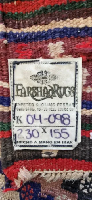 Alfombra Kilim Iraní 2.20 x 1.45m con certificado
