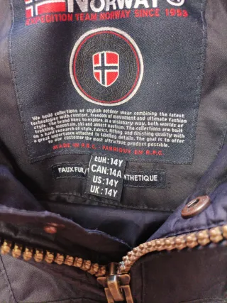 Abrigo Geographical Norway Azul Talla 14 años.