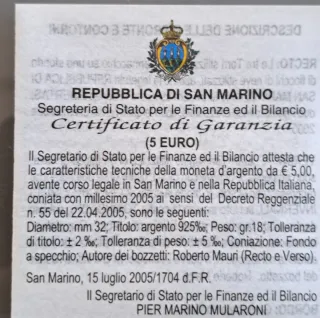 Moneta 5 Euro San Marino 2006 Olimpiadi Invernali