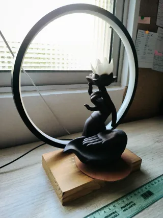 Lámpara LED Asiática Cerámica Madera