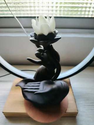 Lámpara LED Asiática Cerámica Madera