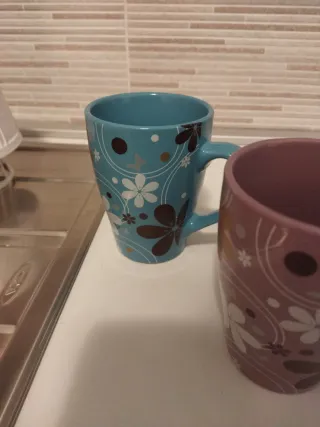 Set 4 Tazze Ceramica Floreale