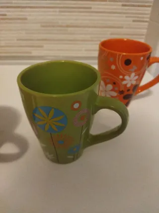 Set 4 Tazze Ceramica Floreale