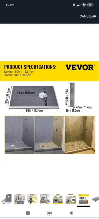 VEVOR Kit Plato de Ducha Umbral de Ducha