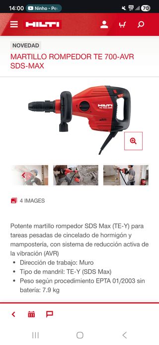 Martillo Rompedor HILTI TE 700-AVR