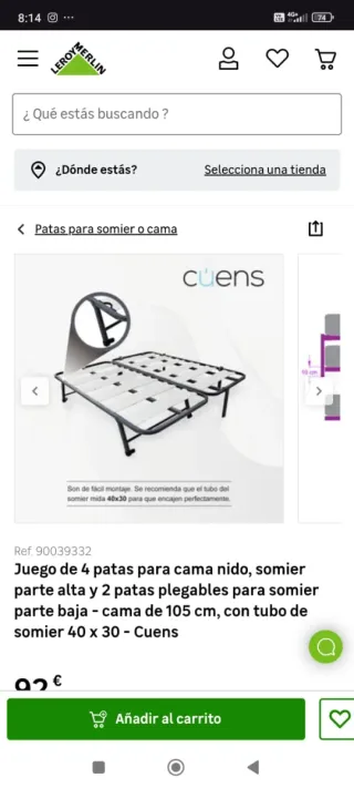 Juego 4 patas cama nido Cuens