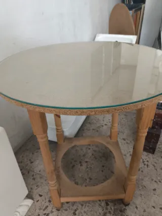 Mesa camilla redonda con cristal