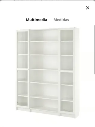 Librería blanca puertas vidrio 160x202