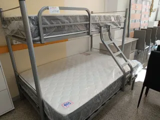 Litera matrimonial gris y blanca