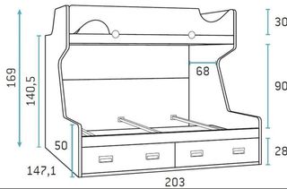 LITERA CON CAMA DE MATRIMONIO F211