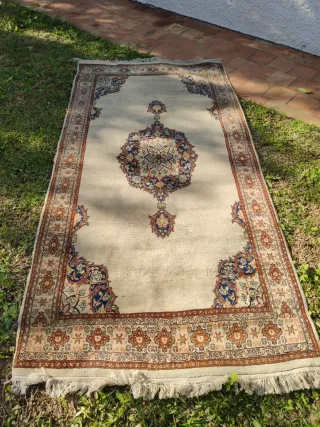 Alfombra Persa Beige y Multicolor Lana