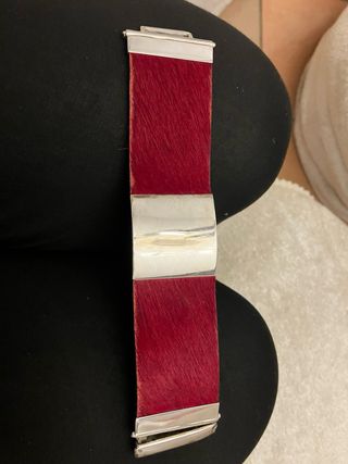 Bracciale Pianegonda Argento e Pelle Rossa