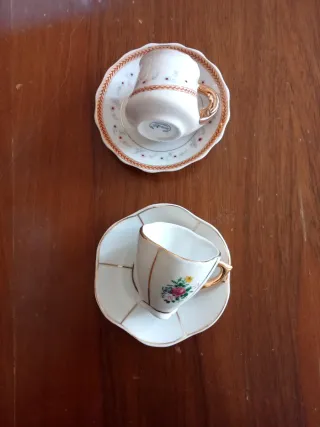 2 Mini Tazzine da Caffè vintage con Piattini