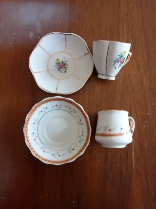 2 Mini Tazzine da Caffè vintage con Piattini