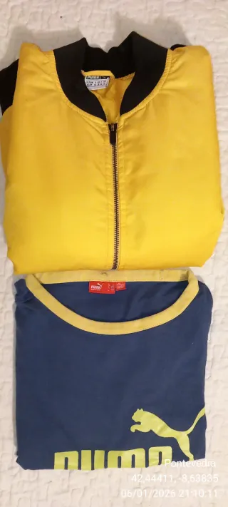 Conjunto Puma: Chaqueta y Camiseta Azul/Amarillo
