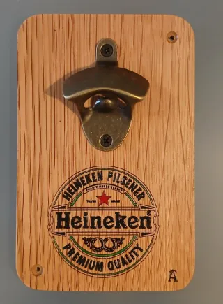 Abridor de Cerveza Heineken Madera y Metal