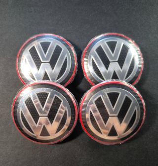 TAPABUJES VW 65mm BORDE ROJO · EMBLEMAS VOLKSWAGEN