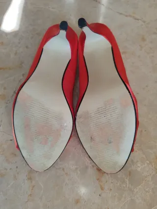 Zapatos rojos fiesta lazo puntera abierta talla 40