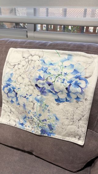 Fundas Cojín Zara Home Florales Azul Blanco