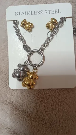 Conjunto Tous Oso Dorado y Plateado