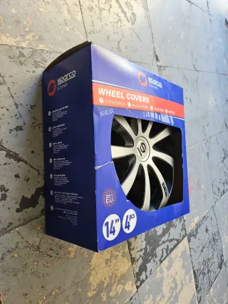 Tapacubos Sparco 14 Plata y Negro