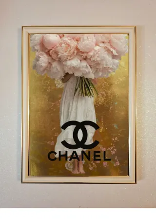 Set 4 Quadri Lusso Floreale Oro