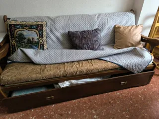 Sofá Cama Madera y colchón